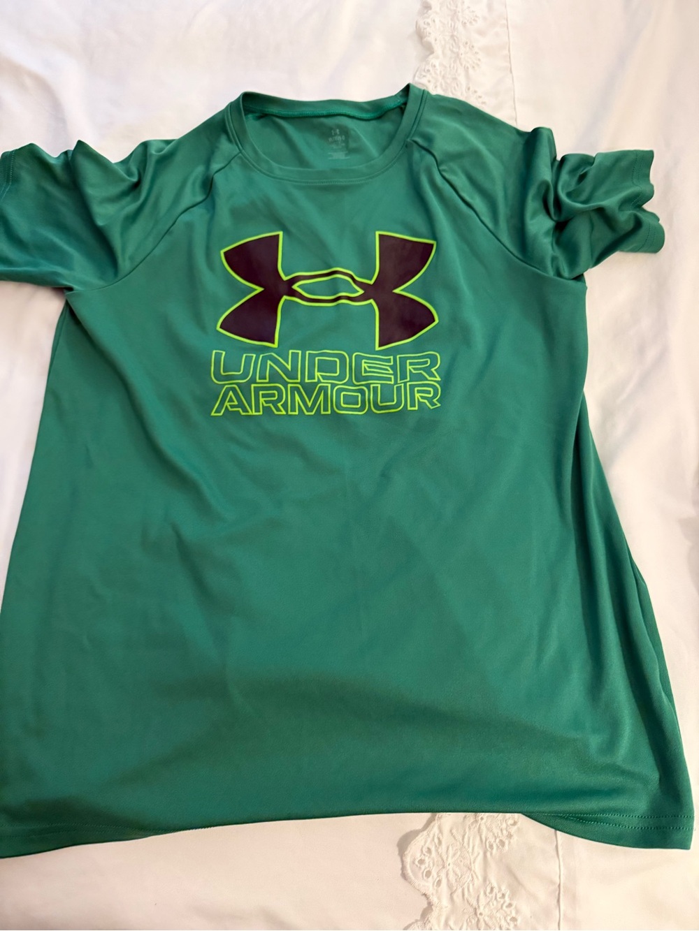 Under Armour Teal Athletic Logo Tee with Neon Accent